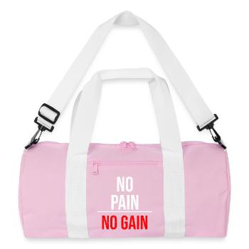Fight Forge: No Pain No Gain Fitness Motivation - Recycelte Duffel Bag - Rosa/Weiß - Vorne