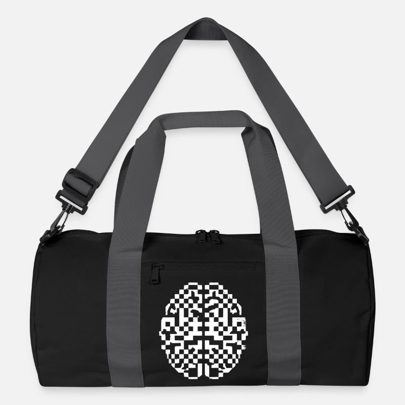Gehirn Pixel Art Anatomie - Recycelte Duffel Bag - Schwarz/Graphitgrau