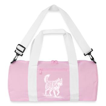 Husky Sketch White – Sibérien Husky Design - Sac de sport recyclé - rose/blanc - Devant