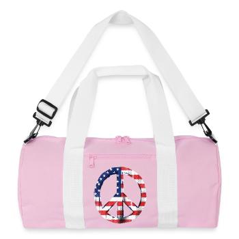 Peace USA Flag - Recycled Duffel Bag - pink/white - Front
