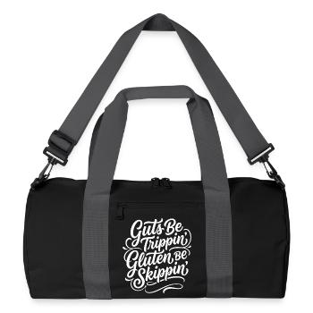 Gluten Free Humor Celiac Saying Design - Recycled Duffel Bag - black/graphite grey - Front