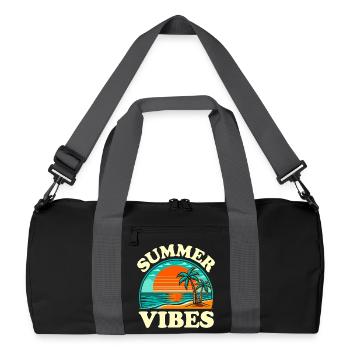 Palmen-Sommer- und Sonnenuntergangsstimmung - Recycelte Duffel Bag - Schwarz/Graphitgrau - Vorne