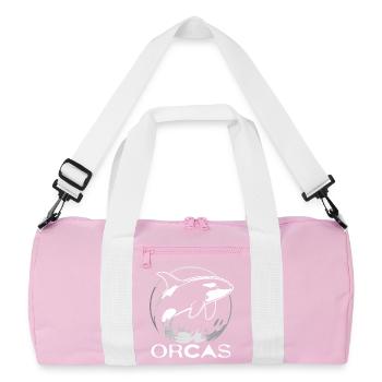 Orcas, Killer Whales, Marine Mammals, Ocean Wildlife - Recycled Duffel Bag - pink/white - Front