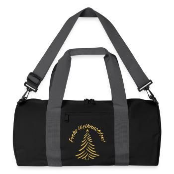 Frohe Weihnachten Weihnachtbaum golden - Recycelte Duffel Bag - Schwarz/Graphitgrau - Vorne