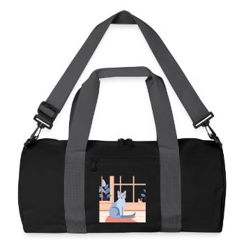Blue Cat by Window Afternoon - Recycled Duffel Bag - black/graphite grey - Front