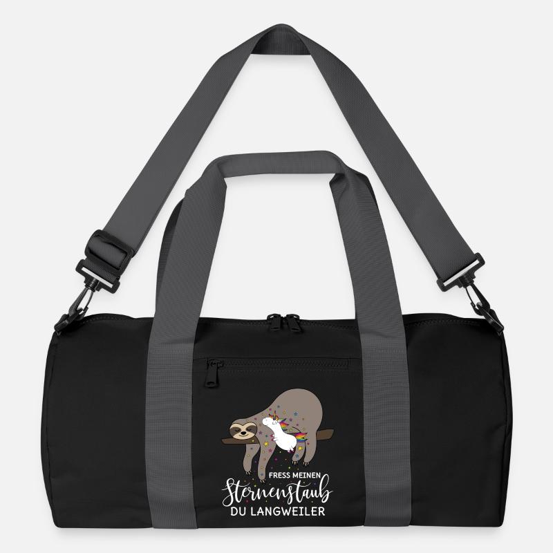 Faultier Einhorn Spruch Fress meinen Sternenstaub - Recycelte Duffel Bag - Schwarz/Graphitgrau