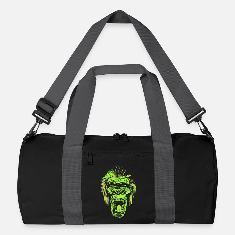 Schreiender Gorillakopf im Neonstil Recycelte Duffel Bag
