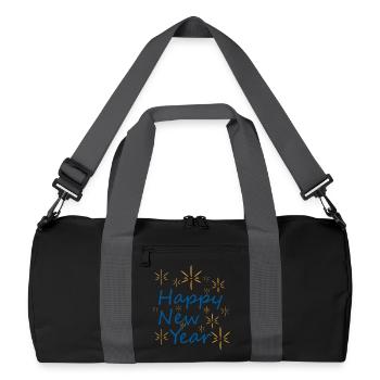 Silvester: Sterne und Glück - Recycelte Duffel Bag - Schwarz/Graphitgrau - Vorne
