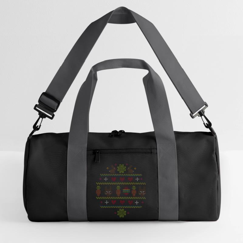 Easter motifs in knitting pattern style for Easter Recycled Duffel Bag