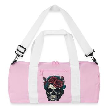 Crâne avec des roses - Sac de sport recyclé - rose/blanc - Devant