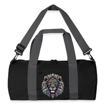 Lion decorated with Mandalas - Recycled Duffel Bag - black/graphite grey - Front