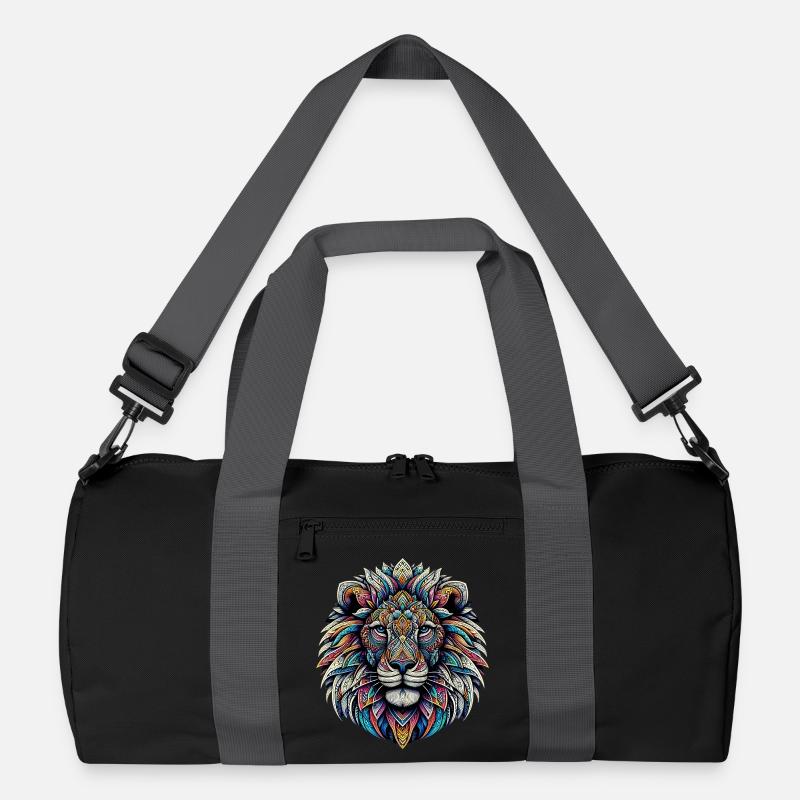 Löwe mit Mandalas verziert Recycelte Duffel Bag
