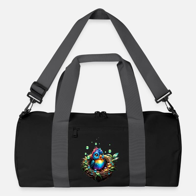 Bunter ausgefallener Vogel. Recycelte Duffel Bag