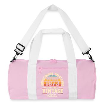 Rétro Octobre 1973 - birthday october 1973 - Sac de sport recyclé - rose/blanc - Devant