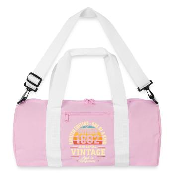Rétro Octobre 1992 - birthday october 1992 - Sac de sport recyclé - rose/blanc - Devant