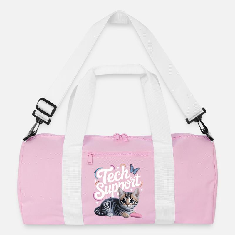 Funny Tech Support Cute Cat Ironic IT Recycelte Duffel Bag