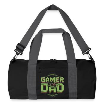 Gamer Dad Pixel Art Design - Recycelte Duffel Bag - Schwarz/Graphitgrau - Vorne