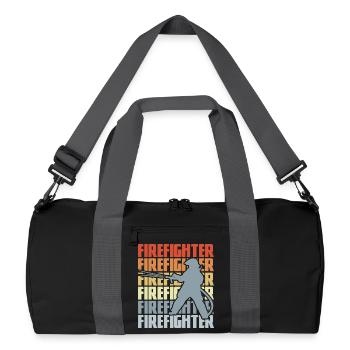 Retro Feuerwehrmann - Recycelte Duffel Bag - Schwarz/Graphitgrau - Vorne