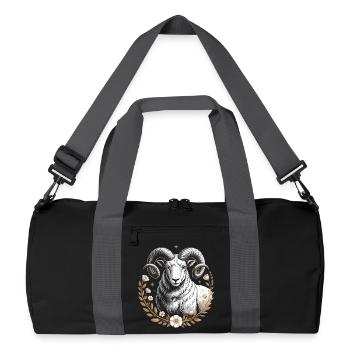 Widder Sternzeichen Mit Blumen Und Sternen - Recycelte Duffel Bag - Schwarz/Graphitgrau - Vorne