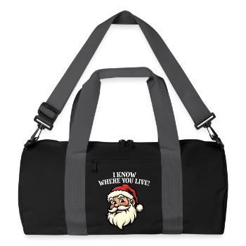 Ich weiß, wo du wohnst – Weihnachtsmann - Recycelte Duffel Bag - Schwarz/Graphitgrau - Vorne