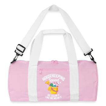 Conception de nettoyage amusante - Sac de sport recyclé - rose/blanc - Devant