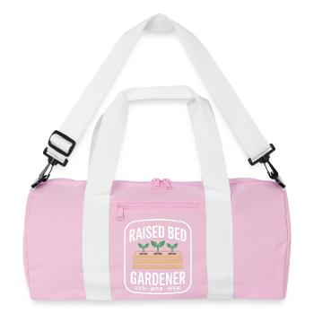 Raised Bed Gardener Grow Water Repeat - Recycled Duffel Bag - pink/white - Front