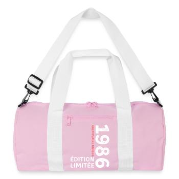 1986 vintage typographic style - Recycled Duffel Bag - pink/white - Front