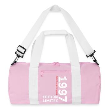 1997 vintage typographic style - Recycled Duffel Bag - pink/white - Front