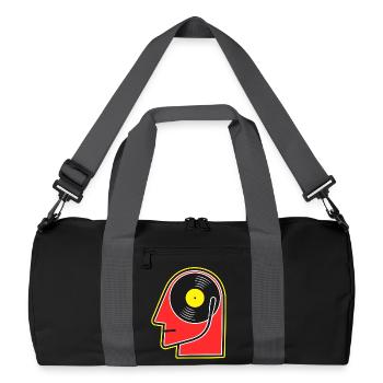 Portrait de tête de dessin animé d’album vinyle - Sac de sport recyclé - noir/gris graphite - Devant