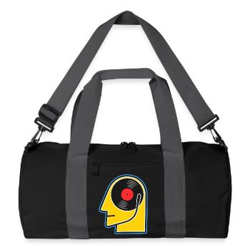 Portrait de tête de dessin animé d’album vinyle - Sac de sport recyclé - noir/gris graphite - Devant