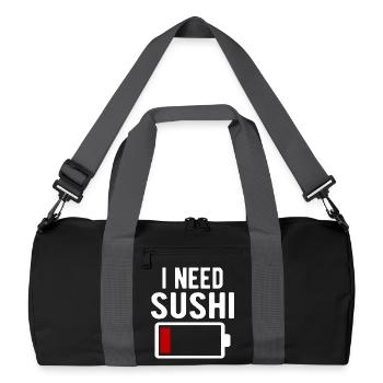 I Need Sushi Witty Battery Drain - Recycled Duffel Bag - black/graphite grey - Front