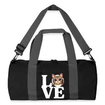 LOVE Tabby Cat Cat Lover Funny - Recycled Duffel Bag - black/graphite grey - Front