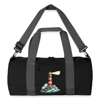 Leuchtturm am Felsenmeer Lichtstrahl - Recycelte Duffel Bag - Schwarz/Graphitgrau - Vorne