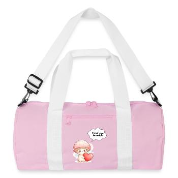 Süßes Pilzliebesdesign Ich liebe dich - Recycelte Duffel Bag - Rosa/Weiß - Vorne