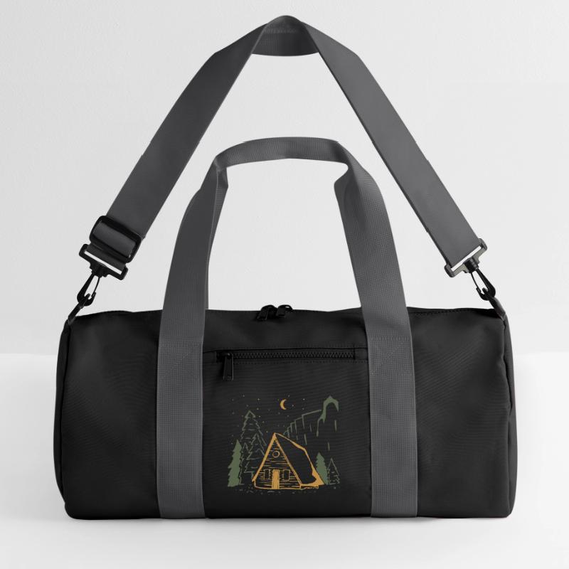 Moonlit Rustic Cabin Night Recycled Duffel Bag