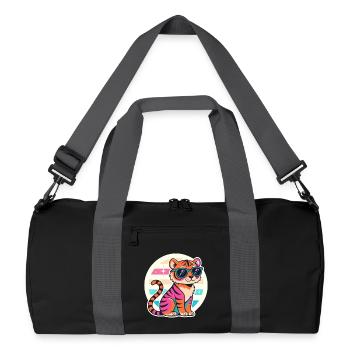 Tigre néon avec lunettes rétro - Sac de sport recyclé - noir/gris graphite - Devant
