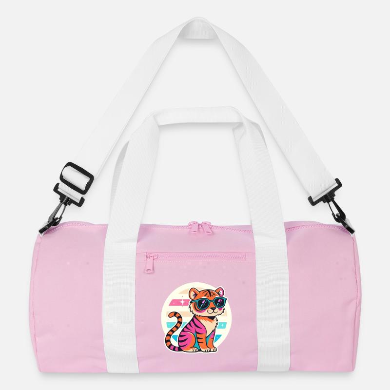 Neon Tiger with Retro Glasses Recycled Duffel Bag