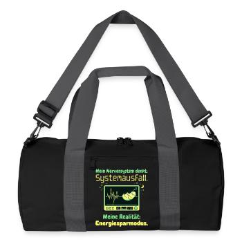 Faultier Nervensystem Energiesparmodus Humor Desig - Recycelte Duffel Bag - Schwarz/Graphitgrau - Vorne