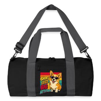 Corgi Attitude: Small Paws, Big Character - Recycled Duffel Bag - black/graphite grey - Front