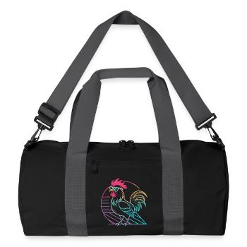 Coq neon rétro avec lunettes - Sac de sport recyclé - noir/gris graphite - Devant
