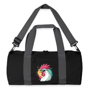 Coq coloré avec lunettes - Sac de sport recyclé - noir/gris graphite - Devant