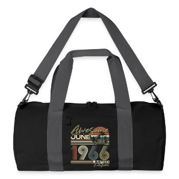 Cadeau vintage d’anniversaire de juin 1966 - Sac de sport recyclé - noir/gris graphite - Devant