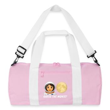 Astronaut and Full Moon Illustration - Recycled Duffel Bag - pink/white - Front