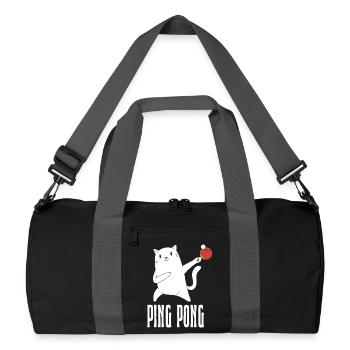 Table Tennis Katze Pingpong Outfit Cat Tischtennis - Recycelte Duffel Bag - Schwarz/Graphitgrau - Vorne