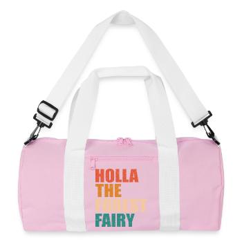 HOLLA THE FOREST FAIRY-Holla die Waldfee Denglisch - Recycelte Duffel Bag - Rosa/Weiß - Vorne