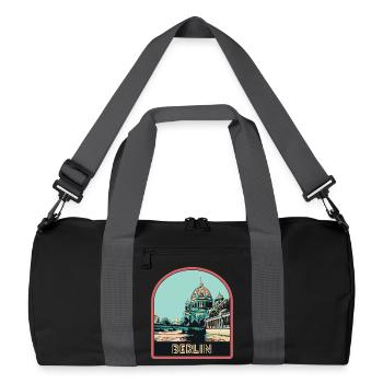 Illustration Historische Mitte Berlins - Recycelte Duffel Bag - Schwarz/Graphitgrau - Vorne