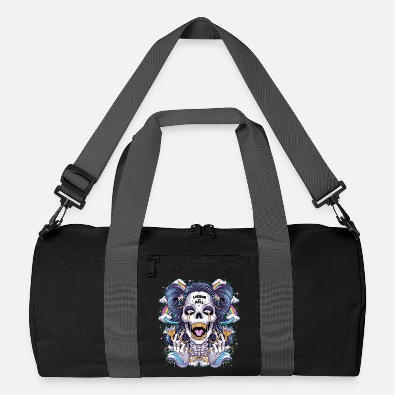 Glitzernder Skelettschädel mit Regenbogen Recycelte Duffel Bag