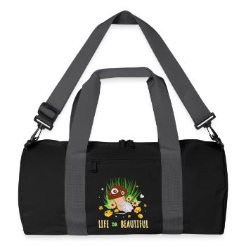 Whimsical Mushroom and Cat Garden design - Recycled Duffel Bag - black/graphite grey - Front