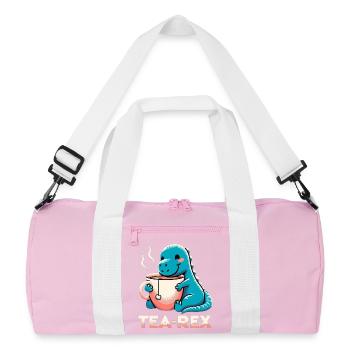 Tea Rex Tea Rex Tea Drinker Gift - Recycled Duffel Bag - pink/white - Front