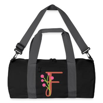 Elegant letter 'F' with flowers - Recycled Duffel Bag - black/graphite grey - Front